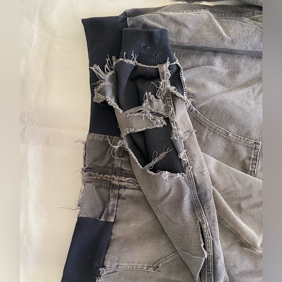 Vintage Thrashed Carhartt Charcoal Hooded Jacket Heavy Wear Extra Distressed - Picture 8 of 15